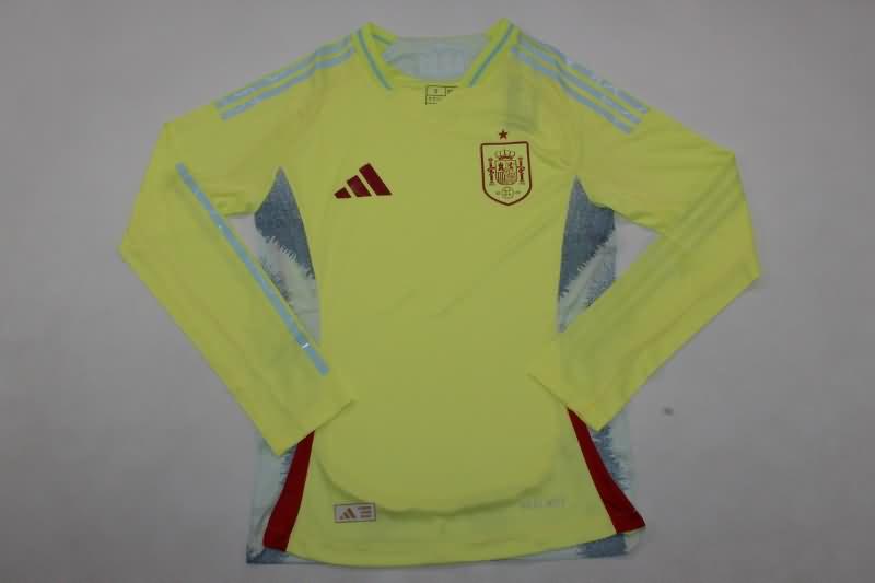 Thailand Quality(AAA) 2024 Spain Away Long Sleeve Soccer Jersey (Player)
