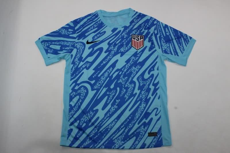Thailand Quality(AAA) 2024 USA Goalkeeper Blue Soccer Jersey