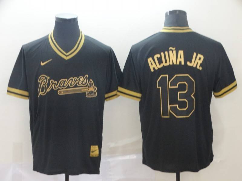 Atlanta Braves Black Gold Retro MLB Jersey