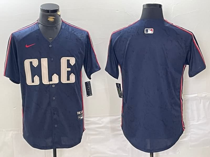 Cleveland Indians Dark Blue MLB Jersey 04