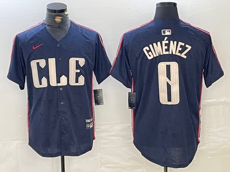 Cleveland Indians Dark Blue MLB Jersey 04