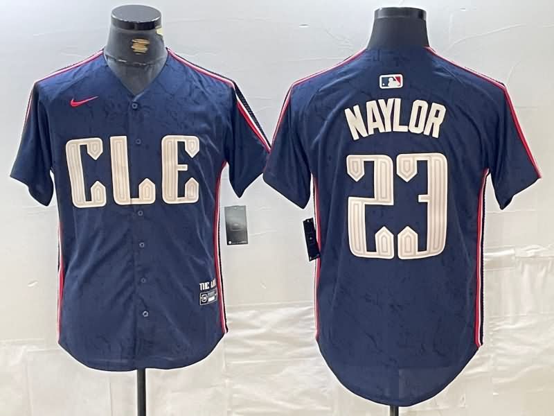 Cleveland Indians Dark Blue MLB Jersey 04