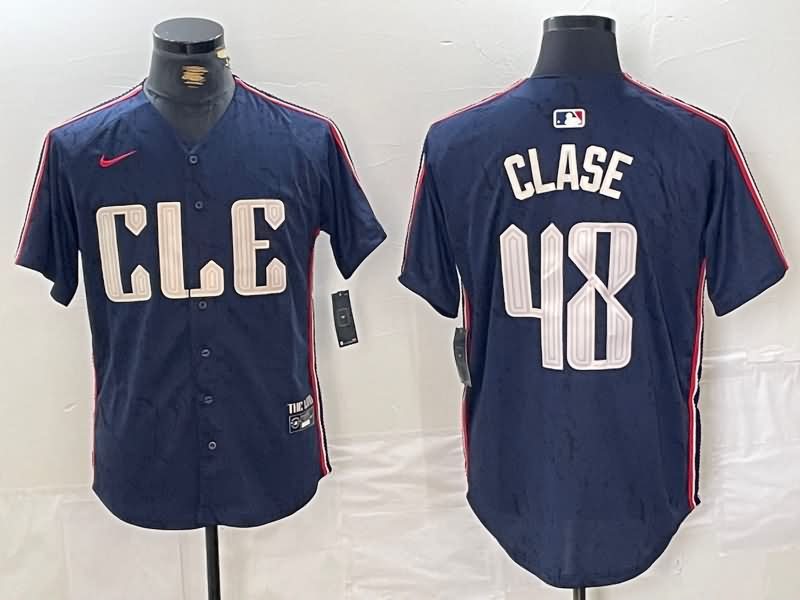 Cleveland Indians Dark Blue MLB Jersey 04