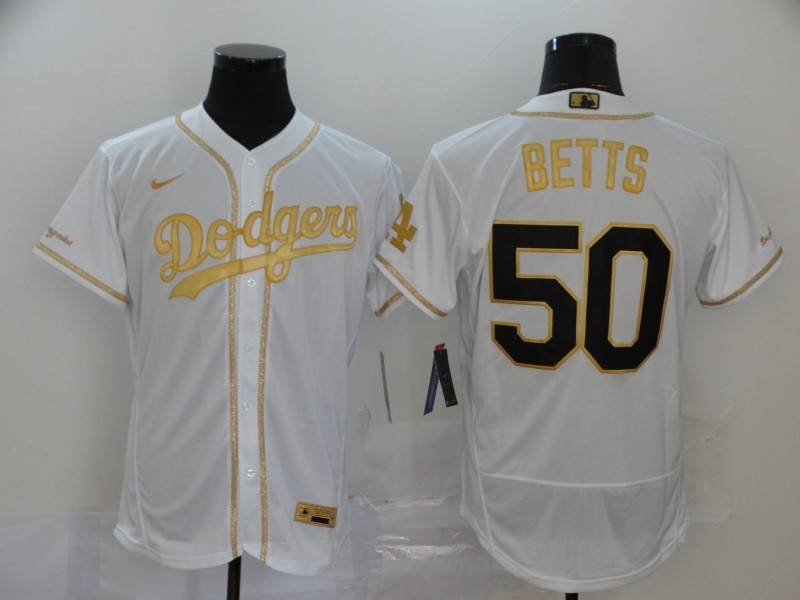 Los Angeles Dodgers White Gold Elite MLB Jersey