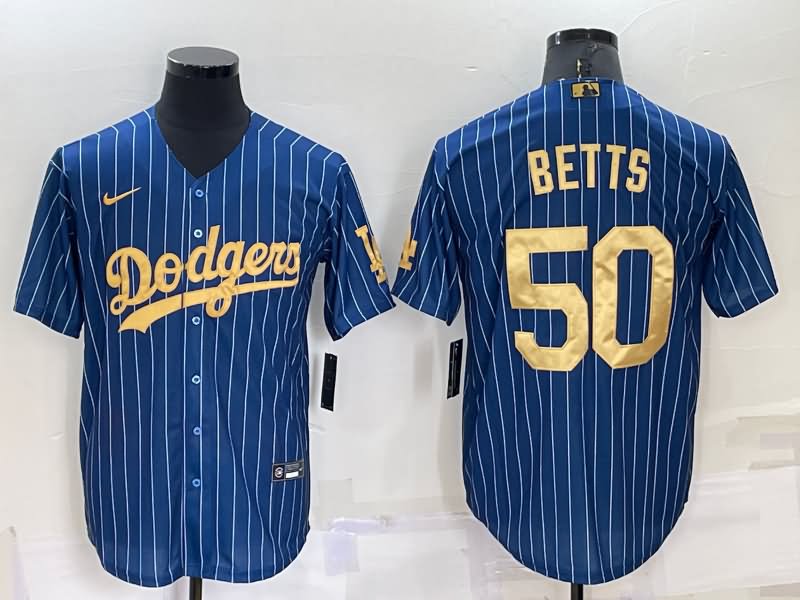 Los Angeles Dodgers Dark Blue Gold Retro MLB Jersey