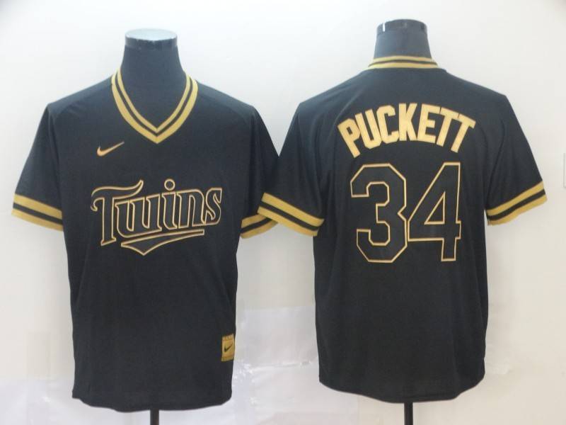 Minnesota Twins Black Gold Retro MLB Jersey