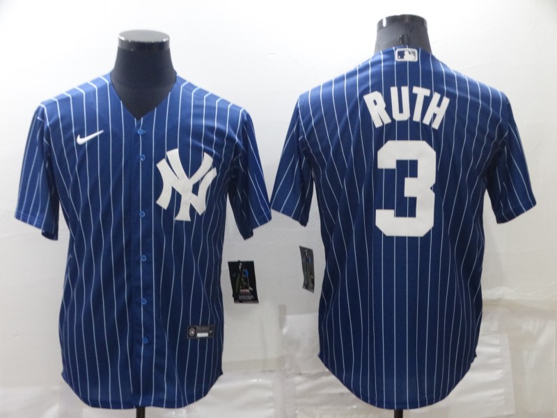 New York Yankees Dark Blue Retro MLB Jersey 02