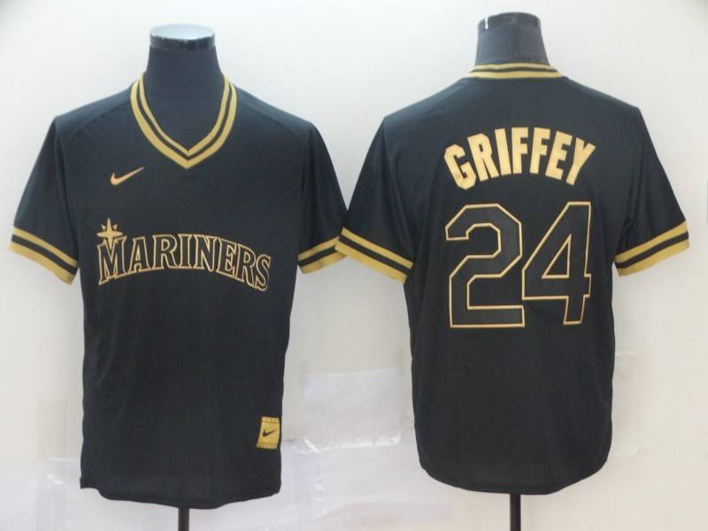 Seattle Mariners Black Gold Retro MLB Jersey