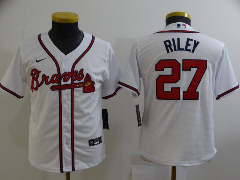 Kids Atlanta Braves RILEY #27 White MLB Jersey