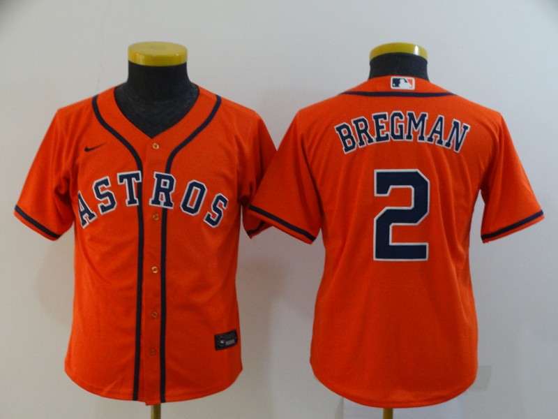 Kids Houston Astros BREGMAN #2 Orange MLB Jersey