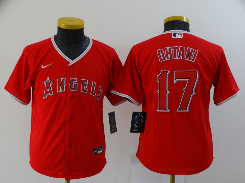 Kids Los Angeles Angels OHTANI #17 Red MLB Jersey