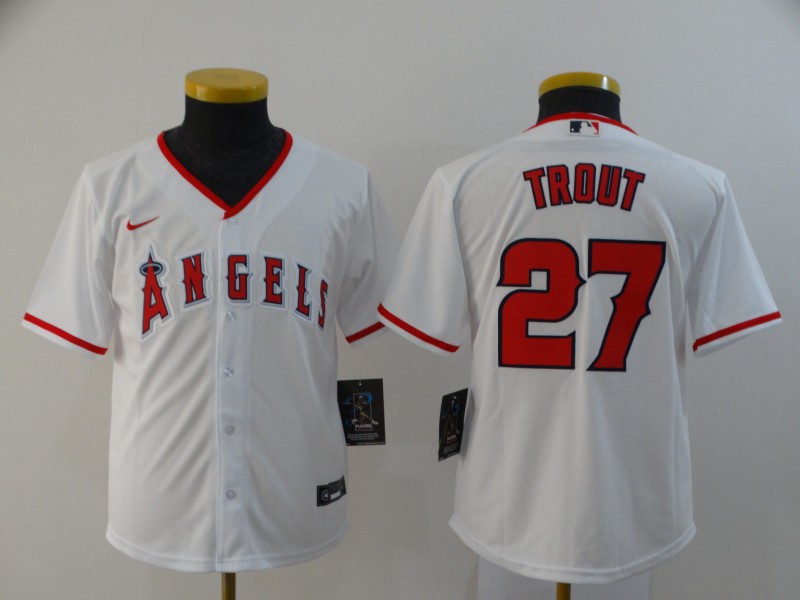 Kids Los Angeles Angels TROUT #27 White MLB Jersey