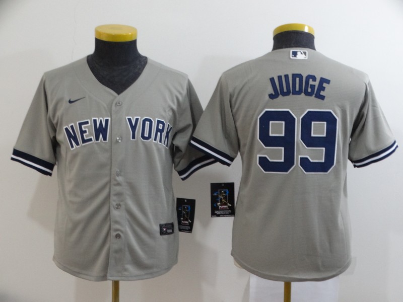 Kids New York Yankees JUDGE #99 Grey MLB Jersey