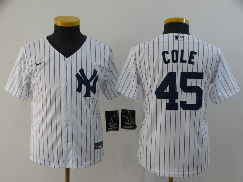 Kids New York Yankees COLE #45 White MLB Jersey