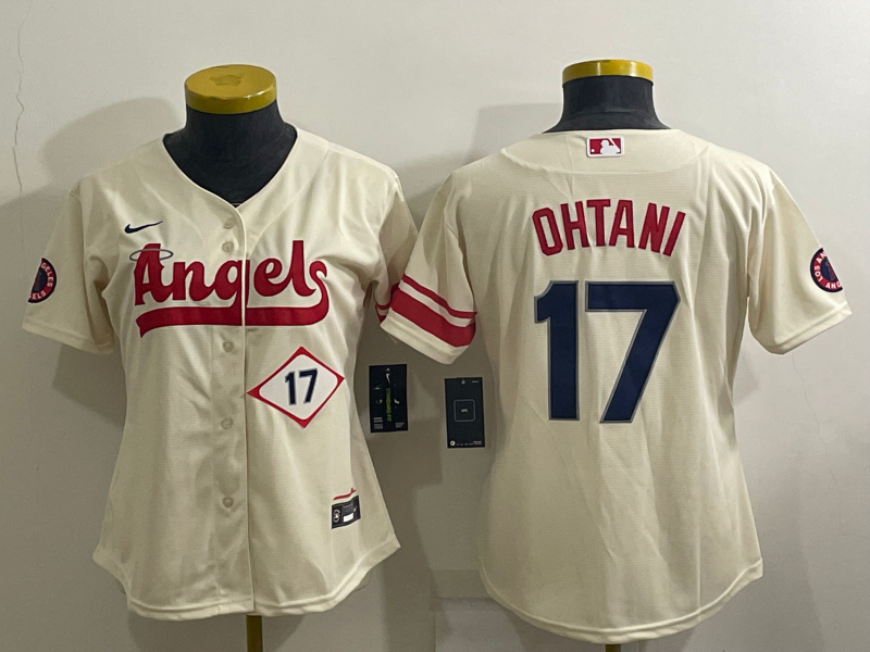 Los Angeles Angels OHTANI #17 Cream Women MLB Jersey 02
