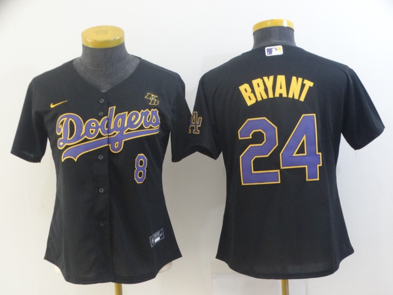 Los Angeles Dodgers BRYANT #8 #24 Black Women MLB Jersey 02