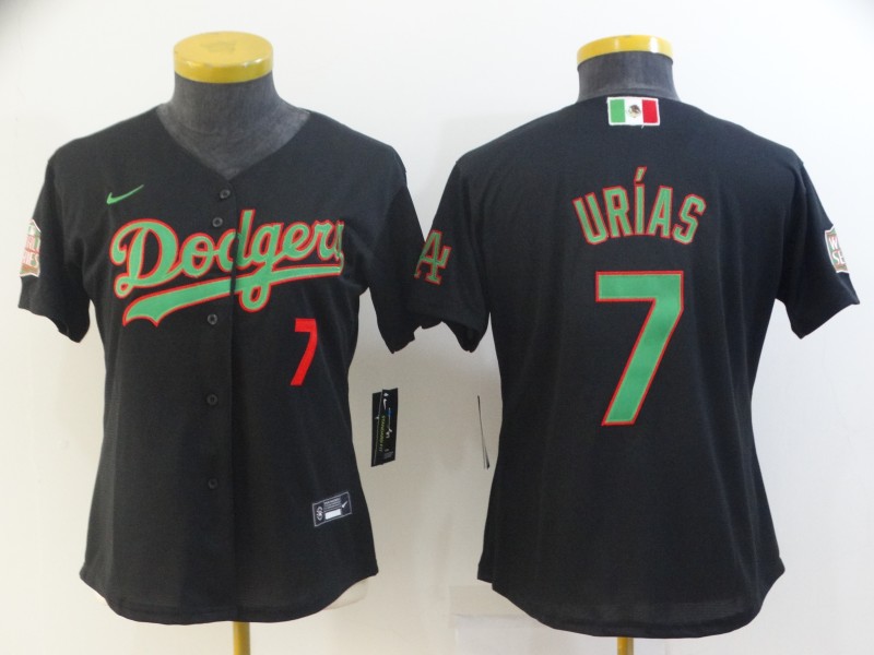 Los Angeles Dodgers URIAS #7 Black Green Women MLB Jersey