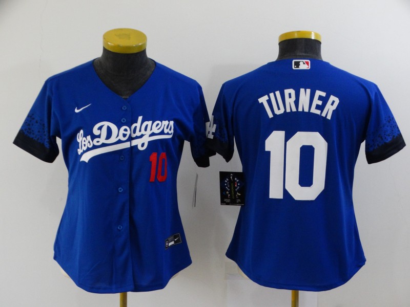 Los Angeles Dodgers TURNER #10 Blue Women MLB Jersey 02