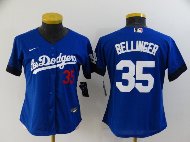 Los Angeles Dodgers BELLINGER #35 Blue Women MLB Jersey 02
