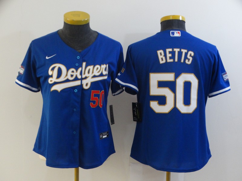 Los Angeles Dodgers BETTS #50 Blue Champion Women MLB Jersey