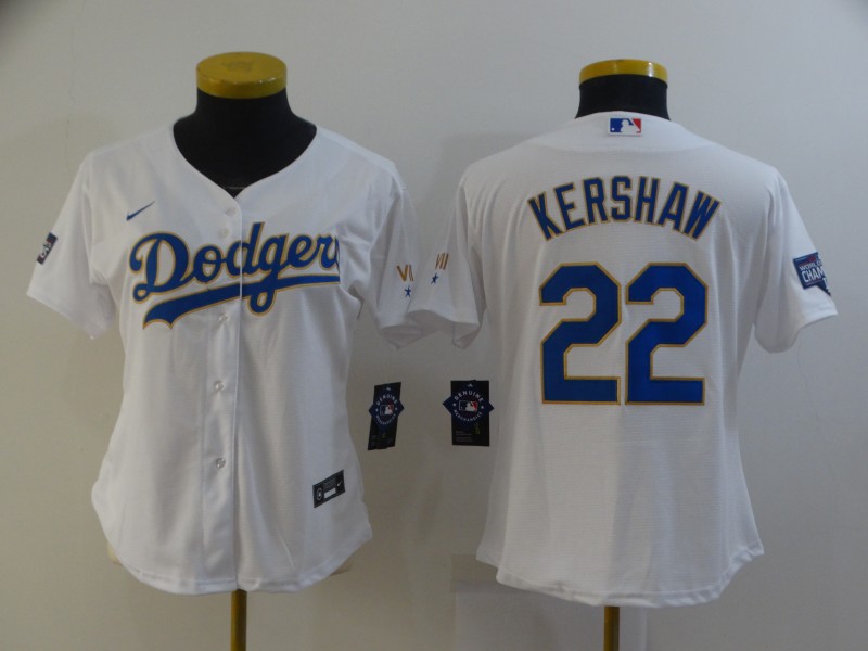 Los Angeles Dodgers KERSHAW #22 White Champion Women MLB Jersey