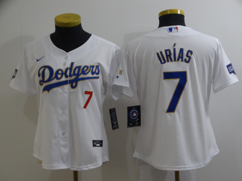 Los Angeles Dodgers URIAS #7 White Champion Women MLB Jersey 02