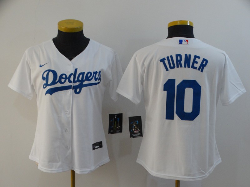 Los Angeles Dodgers TURNER #10 White Women MLB Jersey