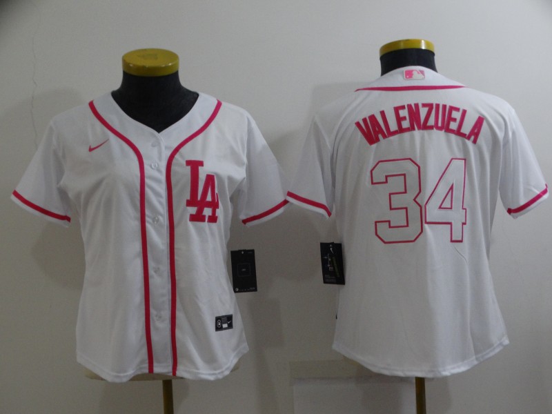 Los Angeles Dodgers VALENZUELA #34 White Women MLB Jersey