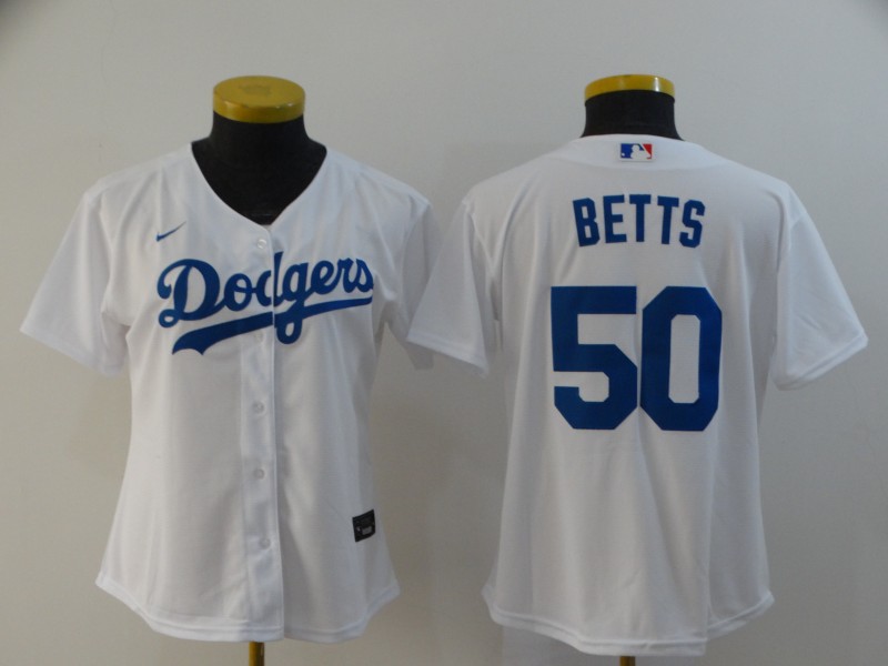 Los Angeles Dodgers BETTS #50 White Women MLB Jersey