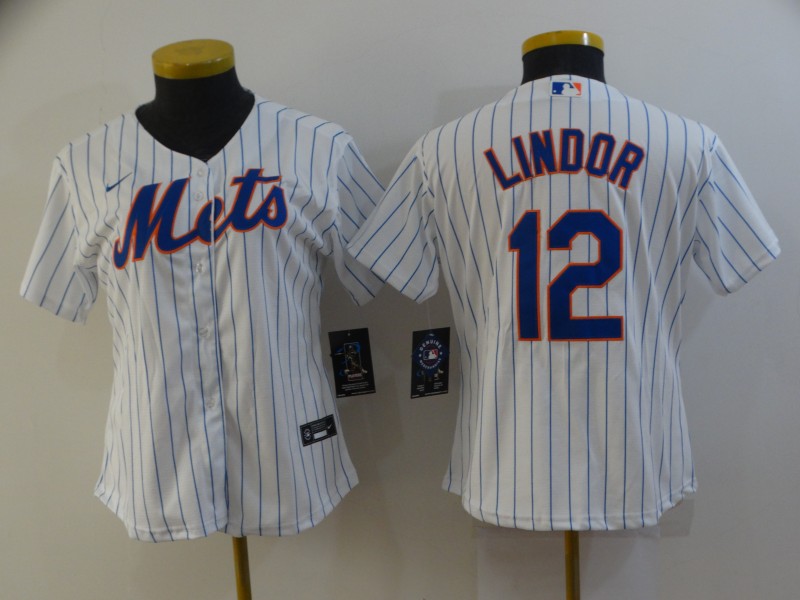 New York Mets LINDOR #12 White Women MLB Jersey