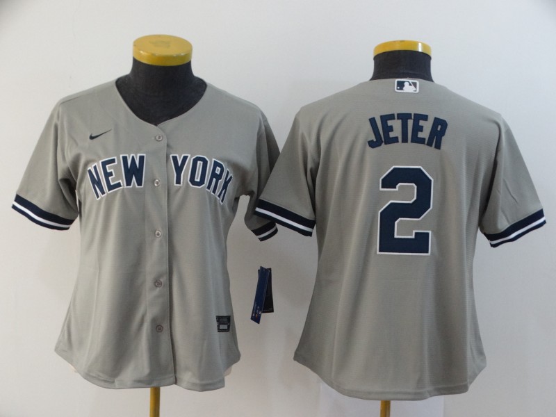 New York Yankees JETER #2 Grey Women MLB Jersey