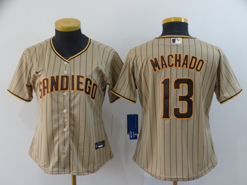 San Diego Padres MACHADO #13 Tan Women MLB Jersey
