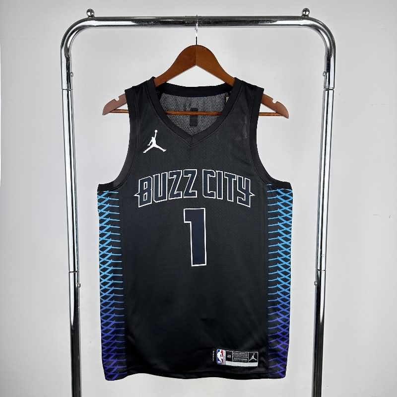 Charlotte Hornets 17/18 Black City AJ Basketball Jersey (Hot Press)