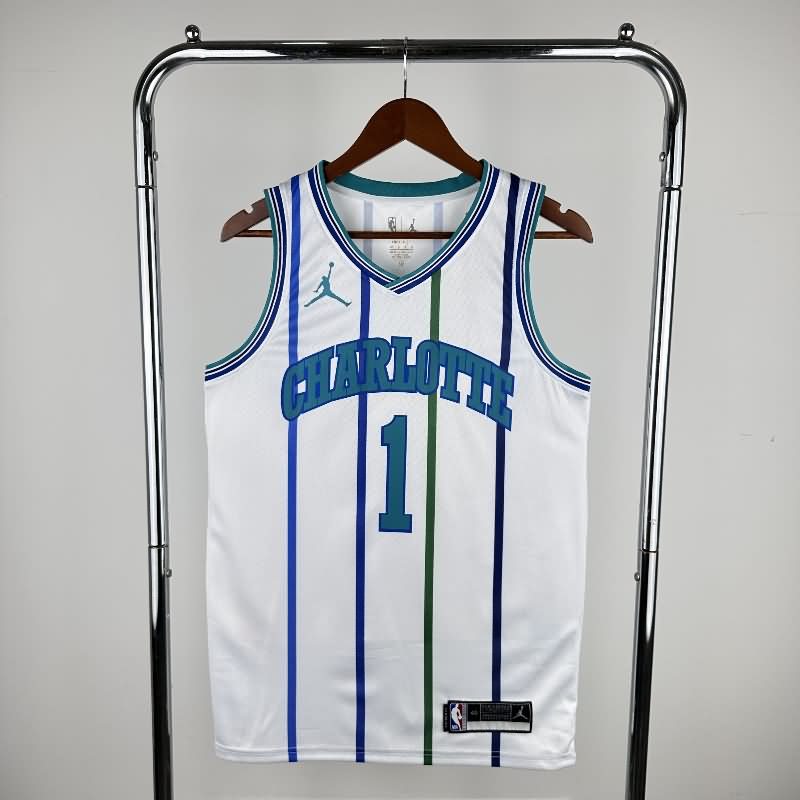 Charlotte Hornets 18/19 White AJ Basketball Jersey (Hot Press)