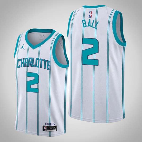 Charlotte Hornets 20/21 White AJ Basketball Jersey (Hot Press)