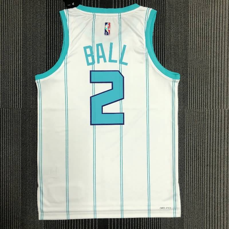 Charlotte Hornets 21/22 White AJ Basketball Jersey (Hot Press)