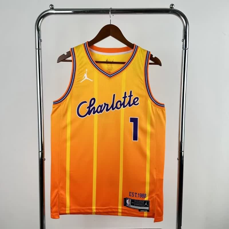 Charlotte Hornets 25/26 Yellow City AJ Basketball Jersey (Hot Press) Charlotte Hornets 25/26 Yellow City AJ Basketball Jersey (Hot Press)