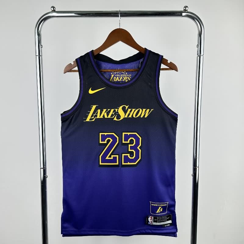 Los Angeles Lakers 24/25 Purple City Basketball Jersey (Hot Press)