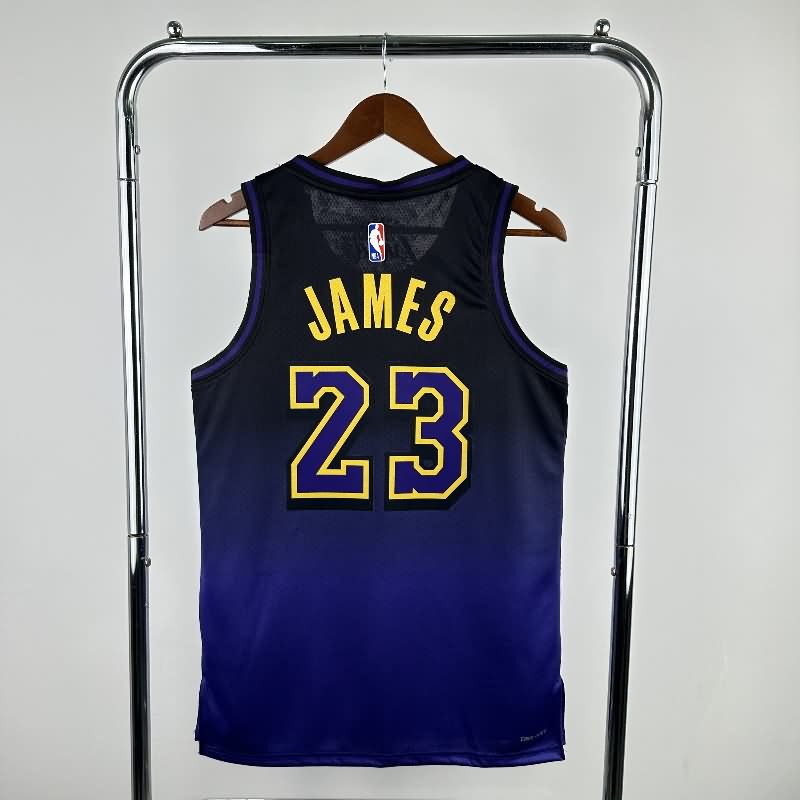 Los Angeles Lakers 24/25 Purple City Basketball Jersey (Hot Press)