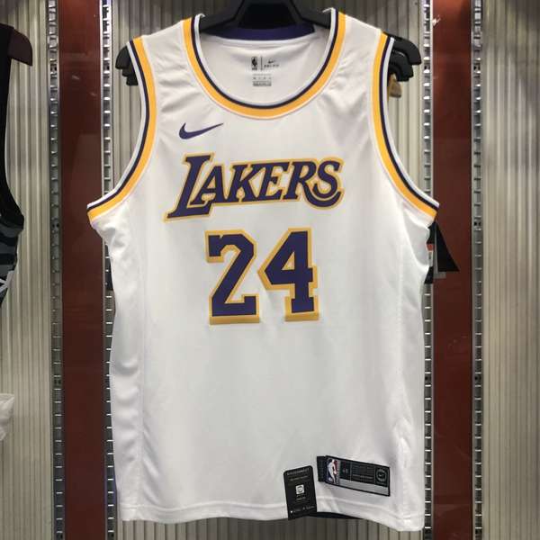 Los Angeles Lakers White Basketball Jersey 02 (Hot Press)