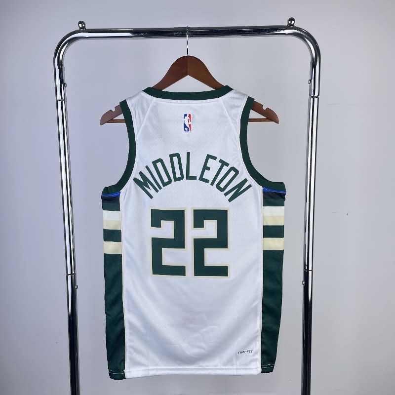 Milwaukee Bucks 22/23 White Basketball Jersey (Hot Press)