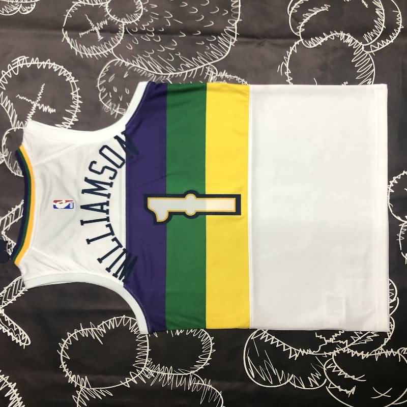 New Orleans Pelicans White City Basketball Jersey (Hot Press)