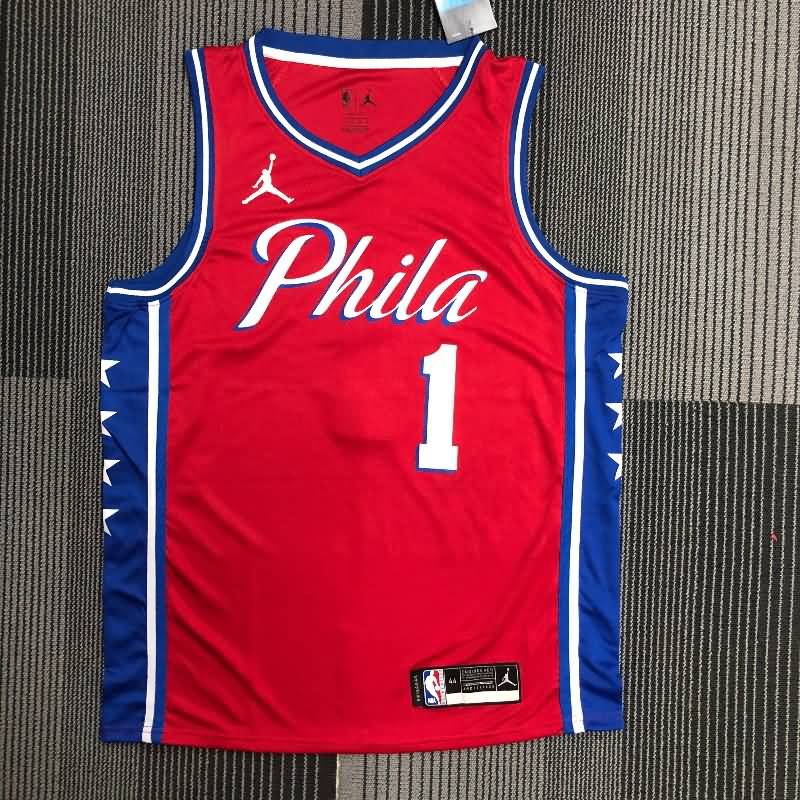 Philadelphia 76ers 20/21 Red AJ Basketball Jersey (Hot Press)