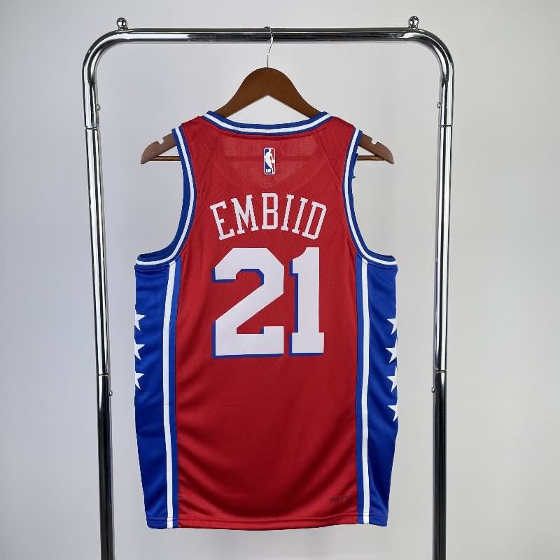 Philadelphia 76ers 22/23 Red AJ Basketball Jersey (Hot Press)