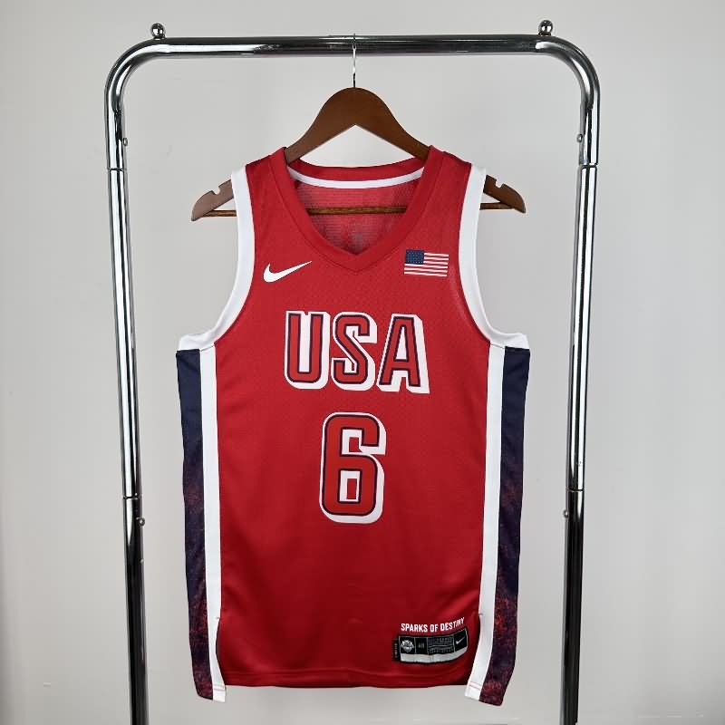 USA 2024 Red Basketball Jersey (Hot Press)