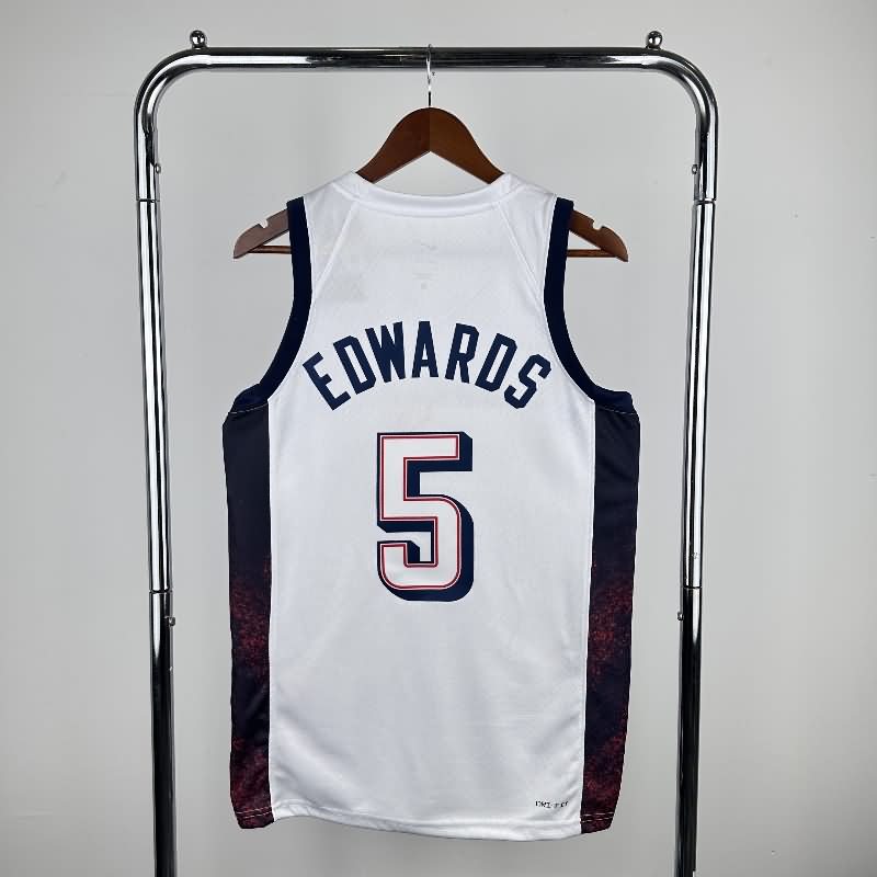 USA 2024 White Basketball Jersey (Hot Press)