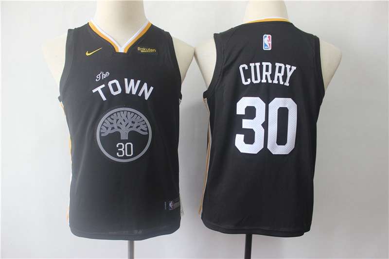 Golden State Warriors #30 CURRY Black Youth Basketball Jersey (Stitched)