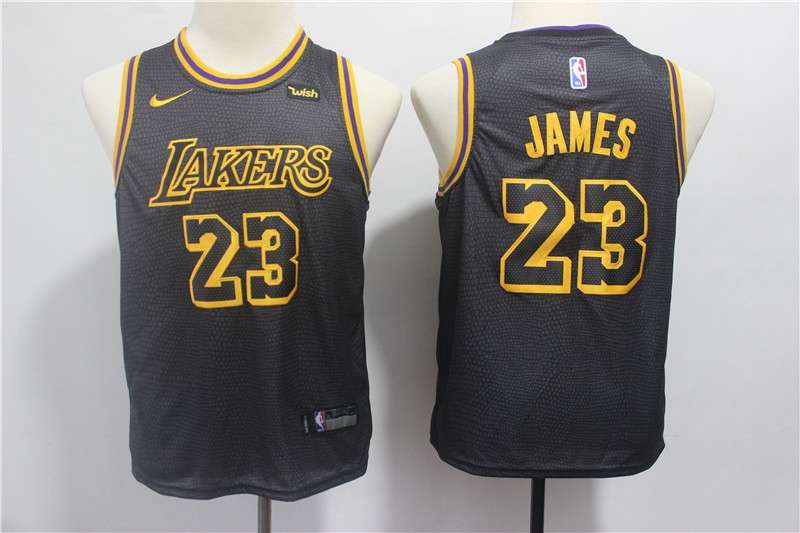 Los Angeles Lakers #23 JAMES Black City Youth Basketball Jersey (Stitched)