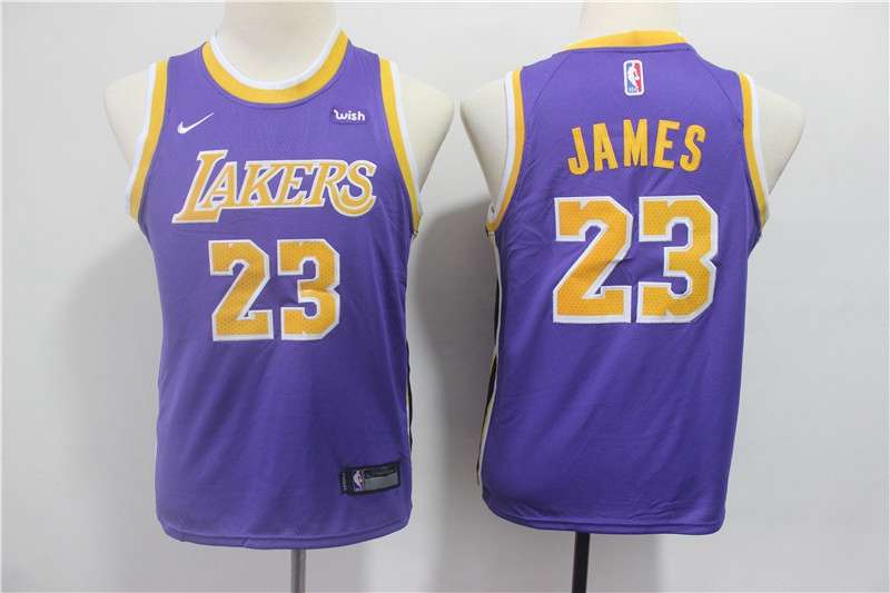 Los Angeles Lakers #23 JAMES Purple Youth Basketball Jersey (Stitched)