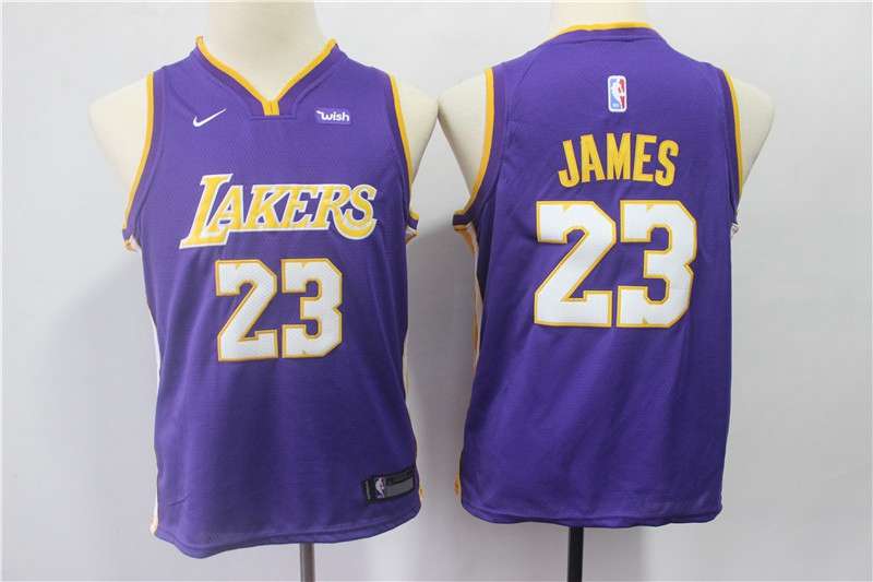 Los Angeles Lakers #23 JAMES Purple Youth Basketball Jersey 02 (Stitched)